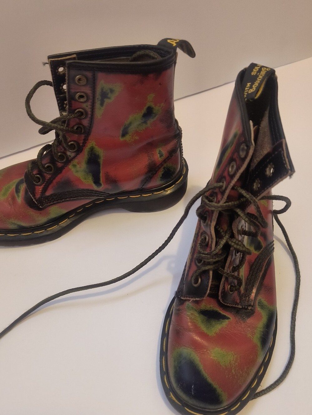 Vintage Dr. Martens Made in England Tie Dye Rub Off Boots UK 4 US 6 - Picture 8 of 11